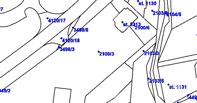 Parcela st. 2100/3 v KÚ Zlín, Katastrální mapa