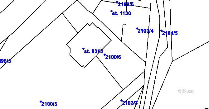 Parcela st. 2100/6 v KÚ Zlín, Katastrální mapa