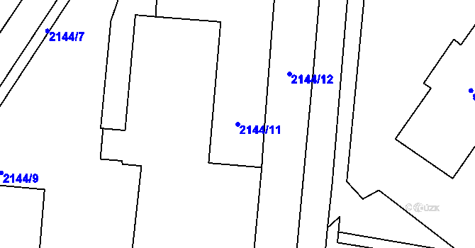 Parcela st. 2144/11 v KÚ Zlín, Katastrální mapa