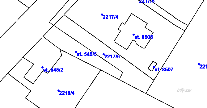 Parcela st. 2217/6 v KÚ Zlín, Katastrální mapa