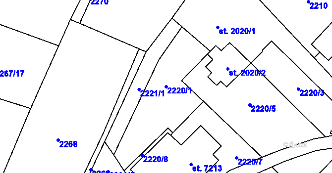 Parcela st. 2220/1 v KÚ Zlín, Katastrální mapa