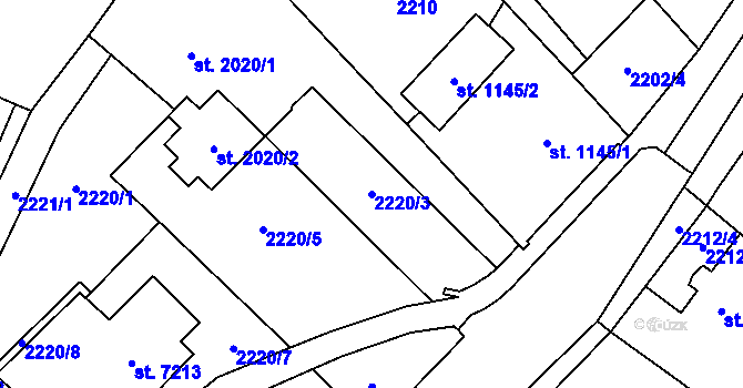 Parcela st. 2220/3 v KÚ Zlín, Katastrální mapa