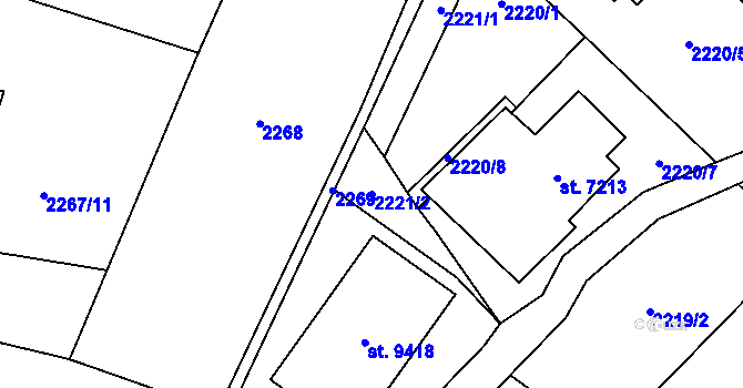 Parcela st. 2221/2 v KÚ Zlín, Katastrální mapa