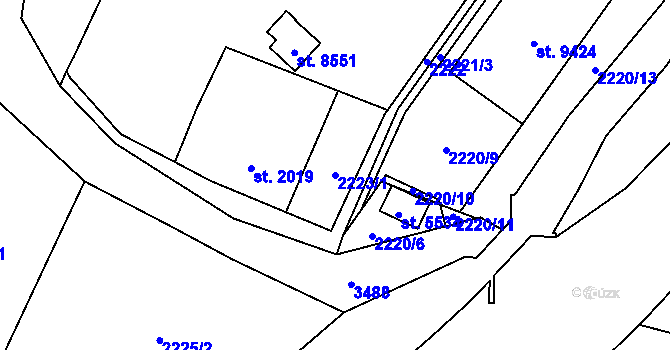 Parcela st. 2223/1 v KÚ Zlín, Katastrální mapa