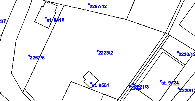 Parcela st. 2223/2 v KÚ Zlín, Katastrální mapa