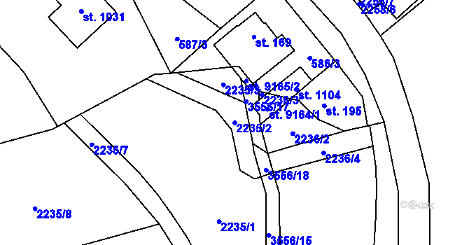 Parcela st. 2235/2 v KÚ Zlín, Katastrální mapa