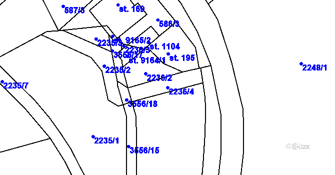 Parcela st. 2236/4 v KÚ Zlín, Katastrální mapa