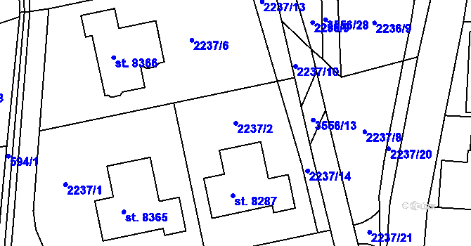 Parcela st. 2237/2 v KÚ Zlín, Katastrální mapa