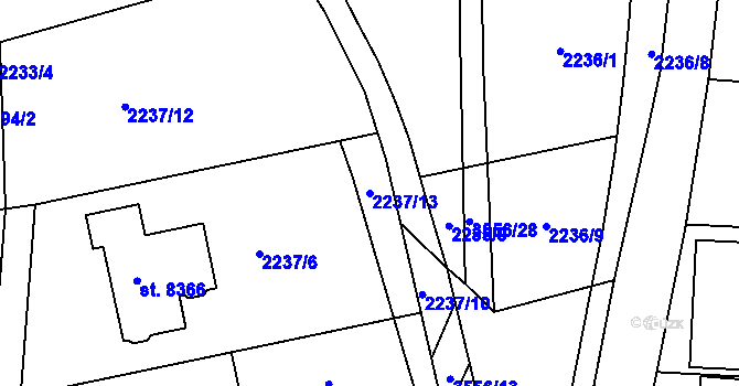 Parcela st. 2237/13 v KÚ Zlín, Katastrální mapa