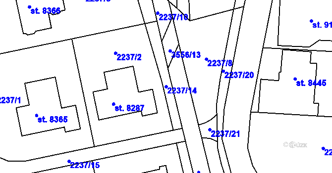 Parcela st. 2237/14 v KÚ Zlín, Katastrální mapa
