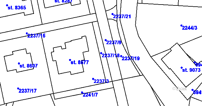 Parcela st. 2237/18 v KÚ Zlín, Katastrální mapa