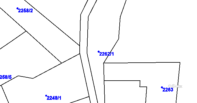 Parcela st. 2262/1 v KÚ Zlín, Katastrální mapa