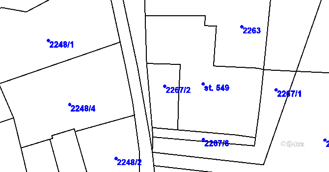 Parcela st. 2267/2 v KÚ Zlín, Katastrální mapa