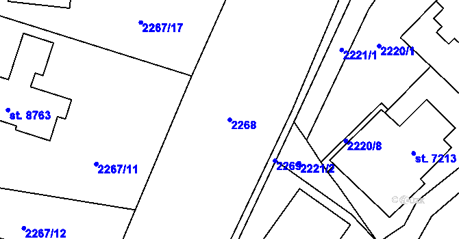 Parcela st. 2268 v KÚ Zlín, Katastrální mapa