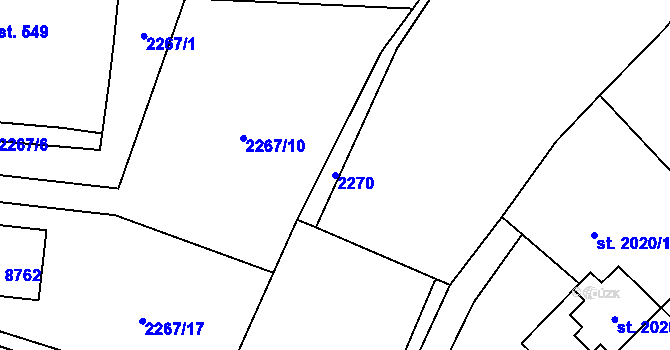 Parcela st. 2270 v KÚ Zlín, Katastrální mapa