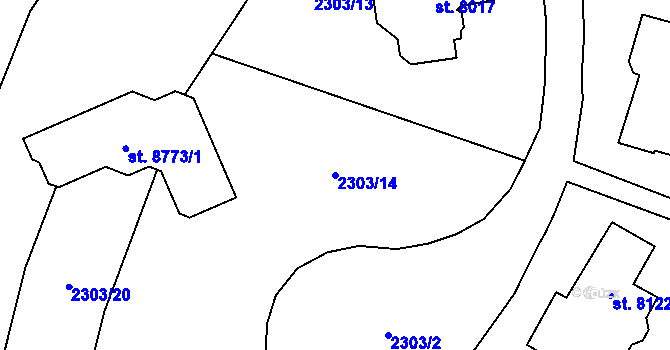 Parcela st. 2303/14 v KÚ Zlín, Katastrální mapa