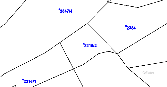 Parcela st. 2316/2 v KÚ Zlín, Katastrální mapa