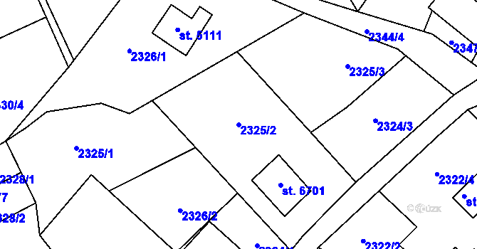 Parcela st. 2325/2 v KÚ Zlín, Katastrální mapa