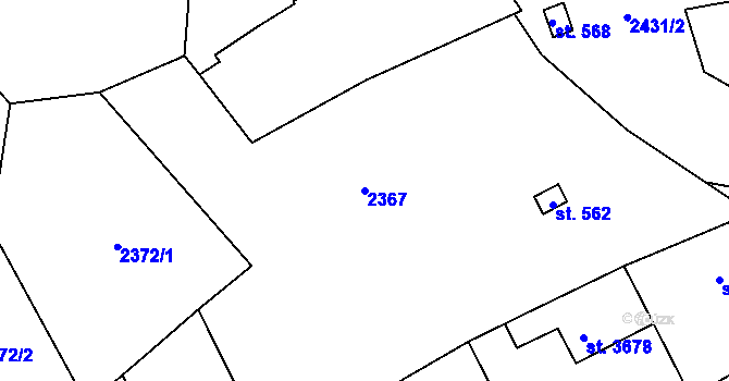 Parcela st. 2367 v KÚ Zlín, Katastrální mapa