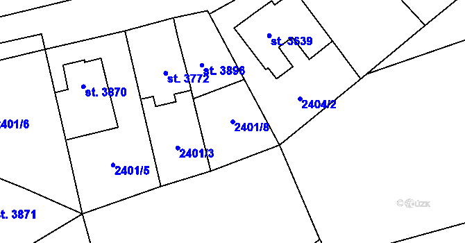 Parcela st. 2401/8 v KÚ Zlín, Katastrální mapa