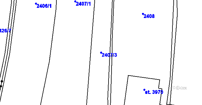 Parcela st. 2407/3 v KÚ Zlín, Katastrální mapa