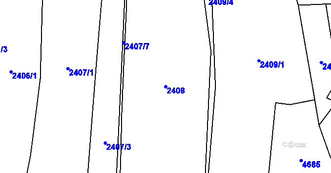 Parcela st. 2408 v KÚ Zlín, Katastrální mapa