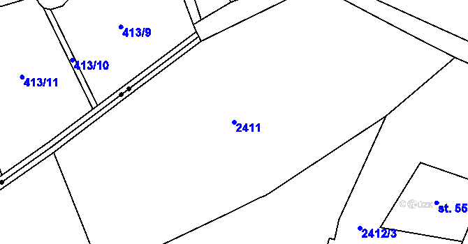 Parcela st. 2411 v KÚ Zlín, Katastrální mapa