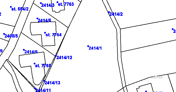 Parcela st. 2414/1 v KÚ Zlín, Katastrální mapa