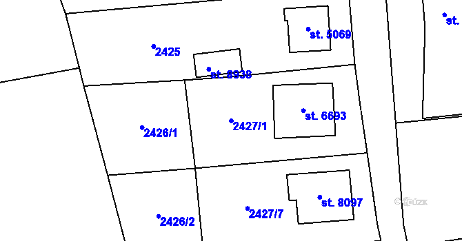 Parcela st. 2427/1 v KÚ Zlín, Katastrální mapa