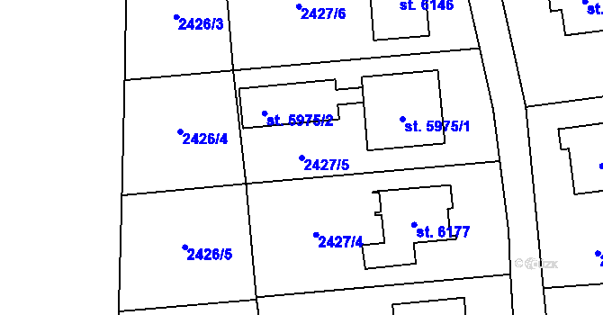 Parcela st. 2427/5 v KÚ Zlín, Katastrální mapa