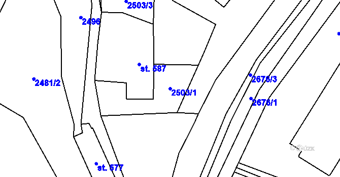 Parcela st. 2503/1 v KÚ Zlín, Katastrální mapa