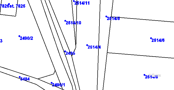 Parcela st. 2514/4 v KÚ Zlín, Katastrální mapa