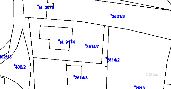 Parcela st. 2514/7 v KÚ Zlín, Katastrální mapa