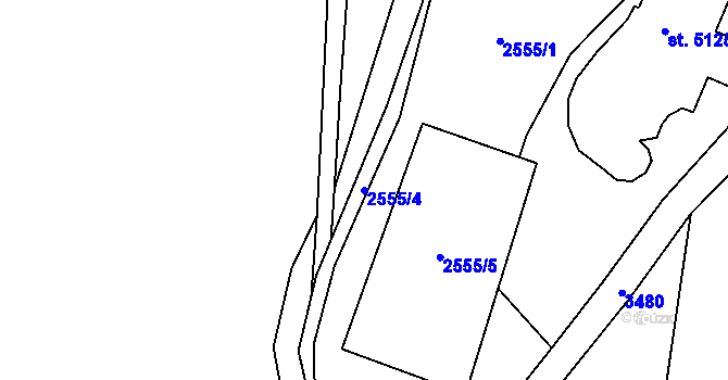 Parcela st. 2555/4 v KÚ Zlín, Katastrální mapa