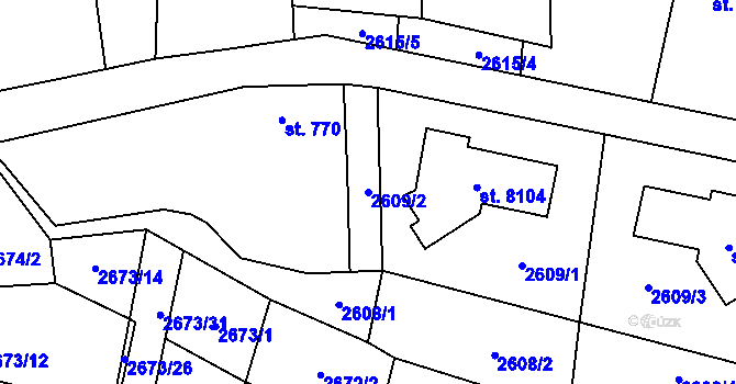 Parcela st. 2609/2 v KÚ Zlín, Katastrální mapa