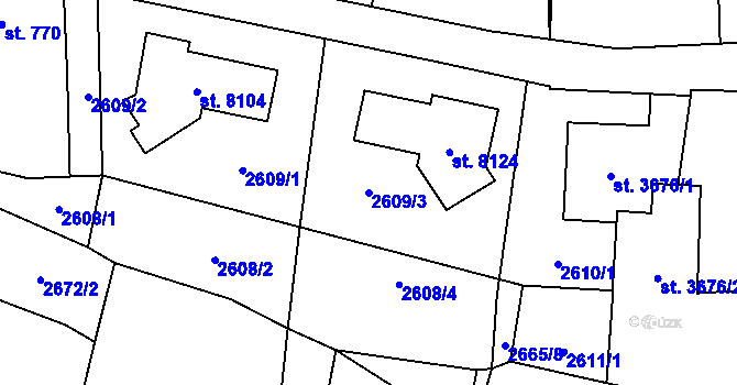 Parcela st. 2609/3 v KÚ Zlín, Katastrální mapa