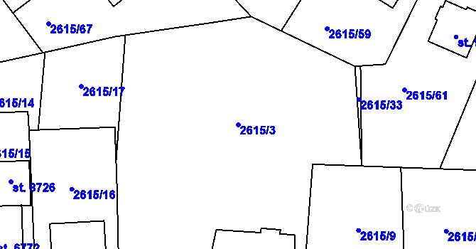 Parcela st. 2615/3 v KÚ Zlín, Katastrální mapa