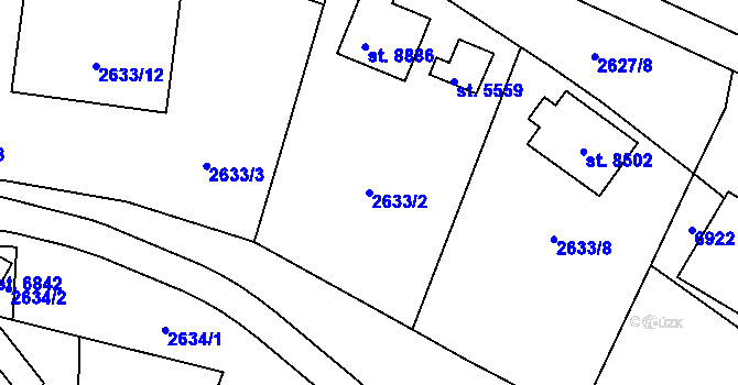 Parcela st. 2633/2 v KÚ Zlín, Katastrální mapa