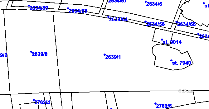 Parcela st. 2639/1 v KÚ Zlín, Katastrální mapa