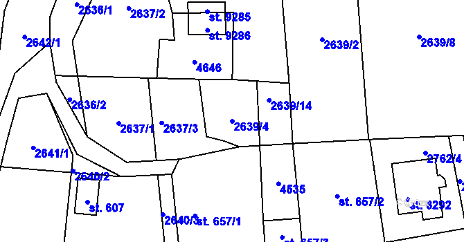 Parcela st. 2639/4 v KÚ Zlín, Katastrální mapa