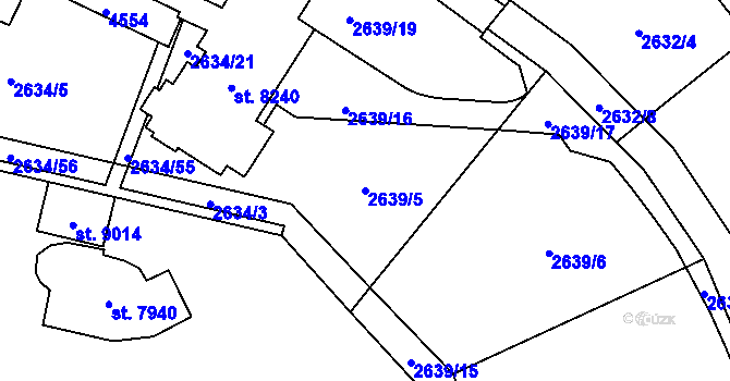 Parcela st. 2639/5 v KÚ Zlín, Katastrální mapa