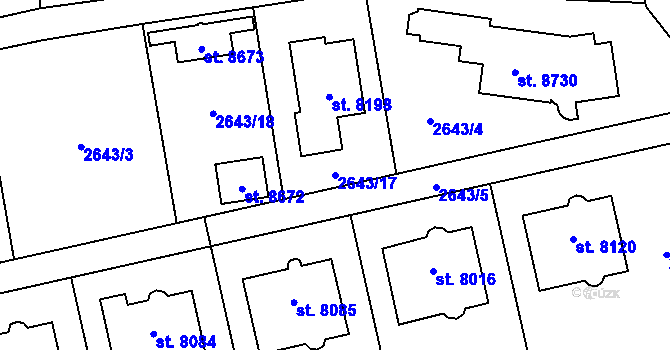 Parcela st. 2643/17 v KÚ Zlín, Katastrální mapa