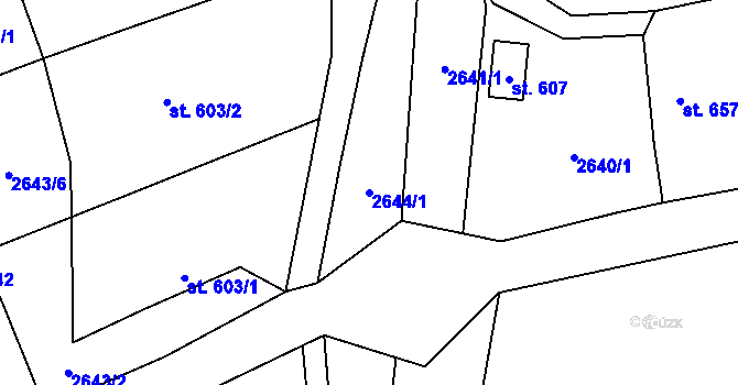 Parcela st. 2644/1 v KÚ Zlín, Katastrální mapa