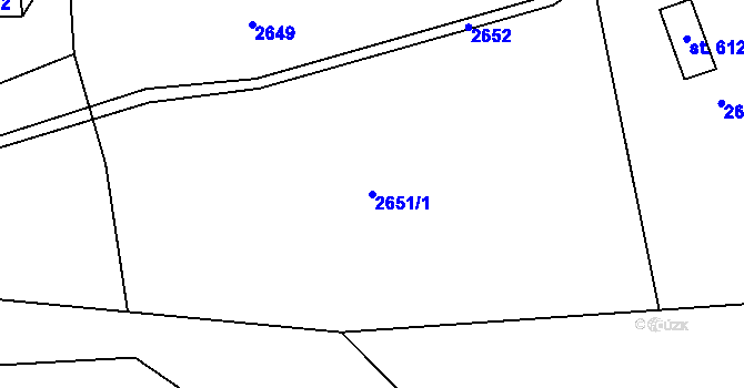 Parcela st. 2651/1 v KÚ Zlín, Katastrální mapa
