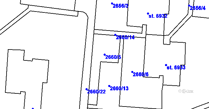 Parcela st. 2660/5 v KÚ Zlín, Katastrální mapa