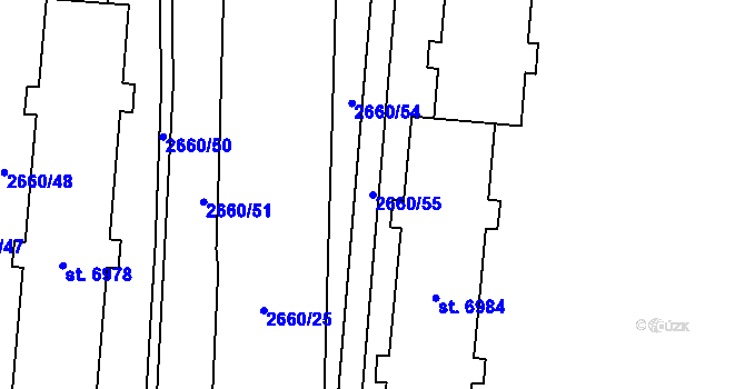 Parcela st. 2660/55 v KÚ Zlín, Katastrální mapa