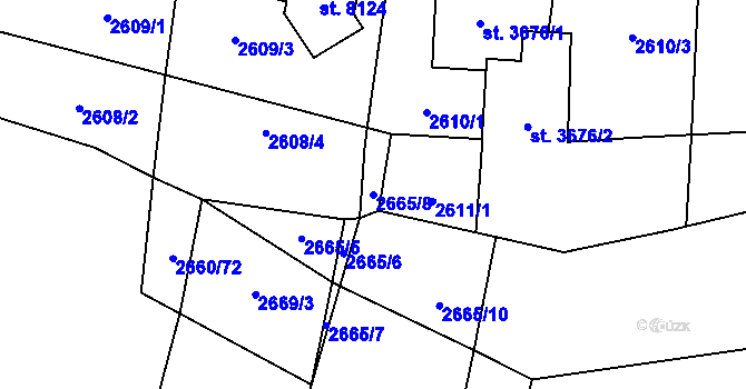 Parcela st. 2665/8 v KÚ Zlín, Katastrální mapa