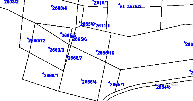 Parcela st. 2665/10 v KÚ Zlín, Katastrální mapa