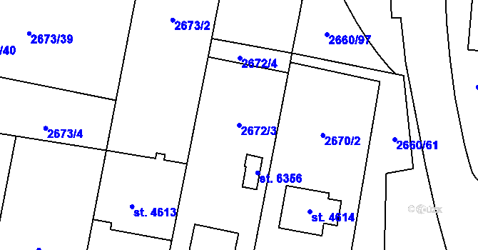 Parcela st. 2672/3 v KÚ Zlín, Katastrální mapa