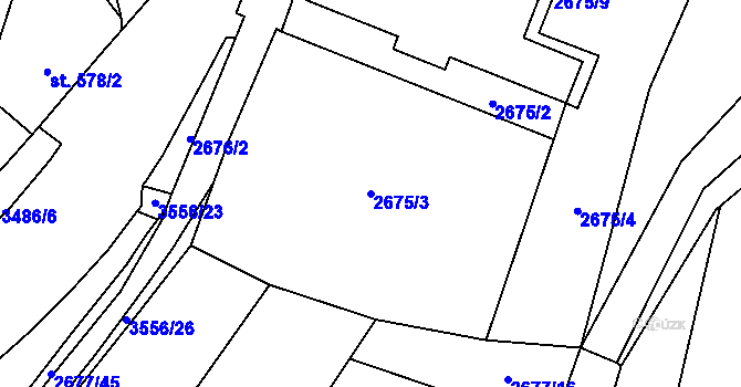 Parcela st. 2675/3 v KÚ Zlín, Katastrální mapa